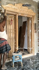 2.5M views · 26K reactions | # wooden entrance frame making #carving attach work #woodwork creative idea #amazing in main door #woodworkers Tamil #handmade #how to #wood work design #instagram #facebook #shorts | Murali Dharans | Facebook