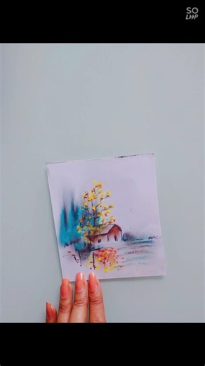 Easy Oil Pastel Landscape Drawing | Beautiful Tree & House Scenery for Beginners 🎨✨