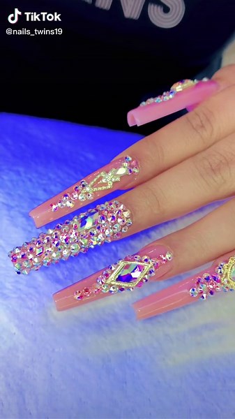 Intricate Nail Art Designs with Rhinestones
