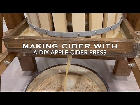 Making apple cider with a DIY cider press and apple grinder