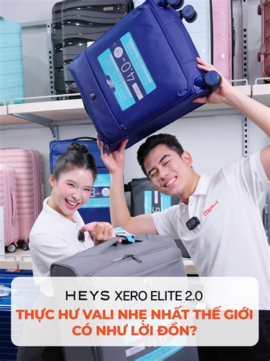 HEYS XERO ELITE 2.0 | Vali nhẹ nhất thế giới đến từ thương hiệu Top 1 Canada🇨🇦 ✨ Siêu nhẹ để đi khỏe hơn, nhưng vẫn chắc chắn để đi xa: – Chất liệu vải PET tái chế từ 106 chai nhựa – Bánh xe xoay 360° cực êm – Khoang chứa rộng, sắp xếp gọn gàng – Khóa TSA đạt chuẩn an ninh quốc tế 👉 Xem clip để test thử chiếc vali này nhẹ tới mức nào, có đúng như lời đồn không nhé! #miavn #HeysVietnam