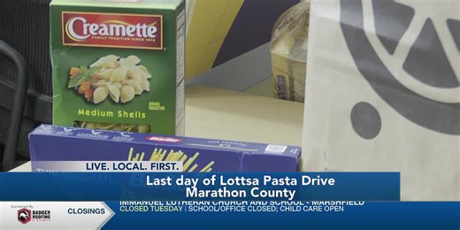 Lottsa Pasta food drive ending Tuesday