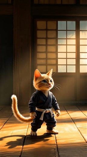 The cat trained in martial arts and became very skilled❤️😻