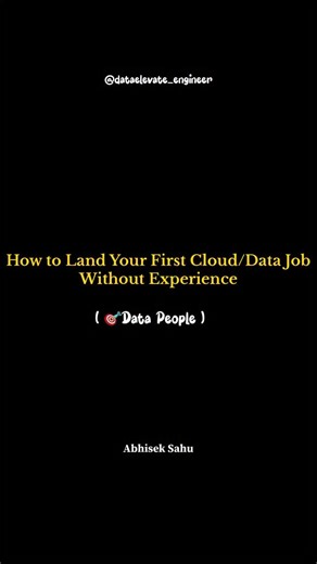 Abhisek Sahu on Instagram: "How to Land Your First Cloud/Data Job Without Experience 🚀 Breaking into cloud or data roles as a fresher can feel impossible… but it’s not. Here’s the roadmap 👇 Always Remember: With the right portfolio + mindset, experience isn’t a barrier , it’s just a number. 🚀 🤝I’m sharing the real, practical stuff every analyst needs. Save & share! Want the detailed breakdown? Follow and comment “send” and I’ll DM it ❤️ 1️⃣ Build a Strong Foundati