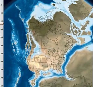 Geological evolution of North America over the last 550 million years.