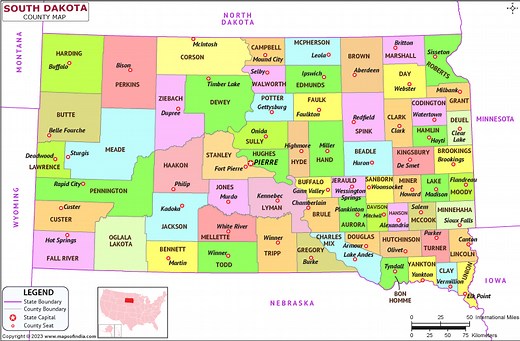 South Dakota Map | Map of South Dakota (IA) State With County