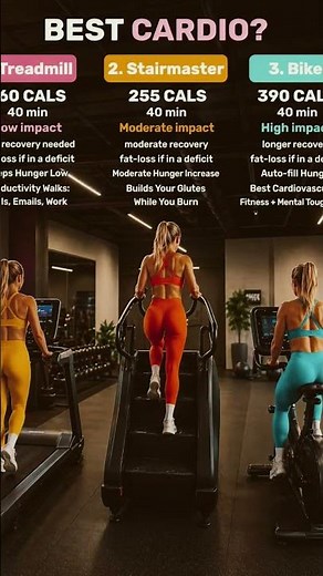 Treadmill vs Stairmaster vs Bike 🔥 Which burns more?#cardio #fatloss #fitness #gym