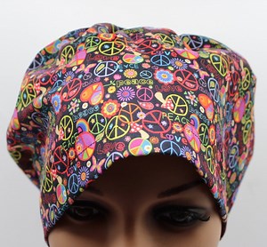 Women Surgical Cap, Chemo Cap, Scrub Hat Peace and Hearts - Etsy