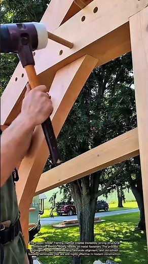 Traditional Timber Framing at Its Finest 🔨🪵 | Perfect Wooden Peg Installation