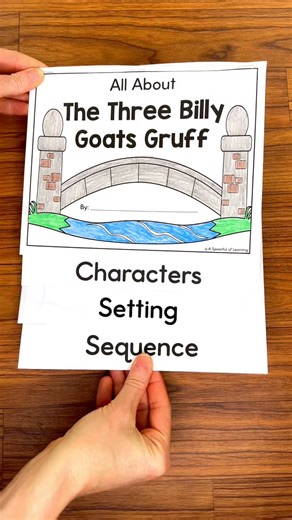 Let’s practice story elements with The Three Billy Goats Gruff! I absolutely love reading this story as a way to introduce different story elements. This story elements extension activity for The Three Billy Goats Gruff has your students learning about the characters, setting, and sequencing the story. Students get to place the correct pictures in the flip book for each story element. This will allow you to see your students story comprehension. This also allows students to dive deeper into unde