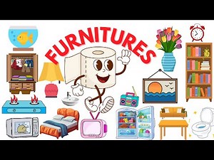 Furnitures in a house | Bed, Sofa, Toilet, TV, Picture, Radio, Shower…| English for kids