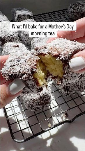 Homemade lamingtons for mothers day morning tea