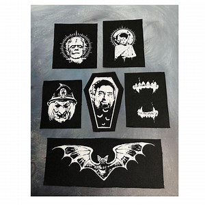 Horror Punk Patch 6-pack: Dracula, Frankenstein, Witch - Hand-printed Cotton Canvas - Etsy