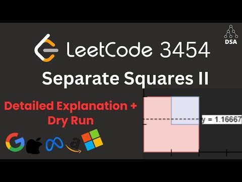 Separate Squares II | LeetCode 3454 | Sweep Line + Segment Tree | Geometry Hard