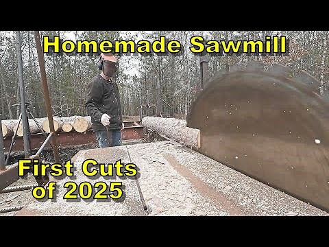 Making the First Cuts Of 2025 On The Homemade Sawmill | Surprise Ending Fail