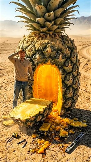 Turning a Giant Painapple Into a Summer Shelter 😲 #summerSurvival #painapple