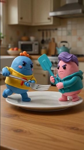 Two clay creatures battle over ONE chicken nugget #shorts #animation