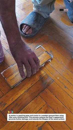 Satisfying Wooden Floor Crack Repair | Simple Tool, Perfect Finish!