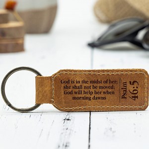 Bible Verse Keychain: Leather Faith Accessory (custom Engraving Available) - Etsy