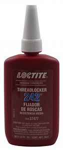 Loctite Threadlocker 242 - Medium Strength - 1/4" to 3/4" Nuts/Bolts - 1.22-Fl Oz Bottle Loctite Lub