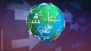 Application icons in a globe