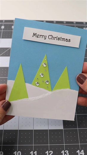 2K views · 20 reactions | Day 1 of 10 Simple Christmas cards to try this holiday season. This one uses torn paper, rhinestones, and a simple stamped message. Stay tuned for all 10 cards this week. There are lots of ideas to inspire you to create this year. #christmascards #papercrafts #cardmaking | Creative Ramblings | Facebook