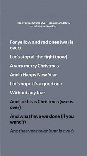 Happy Xmas (War Is Over) - John Lennon, Yoko Ono (Lyrics)