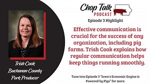 Effective communication is crucial for the success of any organization, including farms. Pig farmer Trish Cook explains how regular communication helps keep things running smoothly in Episode 3 of #ChopTalk. Listen here. >> https://youtu.be/tT18OjDRtn8 | Iowa Pork