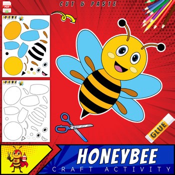 Honeybee Craft Activity | Cut and Paste Craft | Insect Craft | Spring Classroom