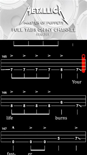 MASTER OF PUPPETS / METALLICA【BASS TAB】 #shorts #basstabs #metallica