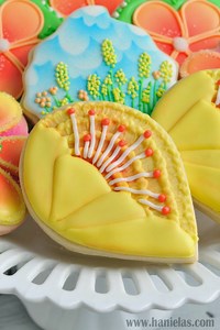 Easy Brush Embroidery Flower Cookies