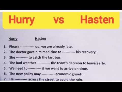 Hurry vs Hasten I What's The Difference? I English Grammar Lesson + Light Quiz