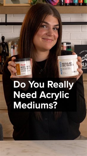 Blick Art Materials on Instagram: "Yes, you can thin acrylics with water—but mediums give you control water can’t. 💡 Gloss or matte for smooth transparency, gels for texture, pastes for impasto, even retarders for extended working time. Mediums keep colors strong, surfaces stable, and open up endless possibilities. 🧑‍🎨Presentation by Morgan from our Merchandising Team 😁 Thanks to our vendor partners at @liquitexofficial & @goldenpaints for the footage 🫶🏽 Special thanks to artists @ericaavi