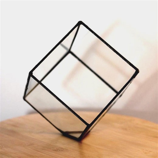 Inclined Cube Glass Terrarium, Geometric Glass Planter, Tilted Cube Terrarium, Modern Succulent Planter, Plant Holder Minimalist Glass Decor - Etsy