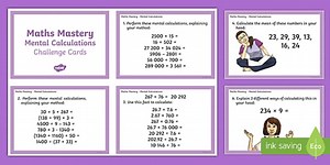 Year 6 Maths Mastery Mental Calculations Challenge Cards