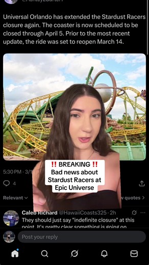 Wish I didn’t have to make this update video about Stardust Racers ugh. Are you planning an Epic trip soon? #universalorlando #universalorlandoresort #universalstudios