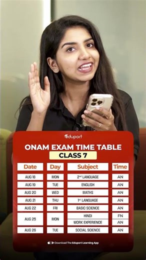 Class 7 Onam Exam Time Table 2025