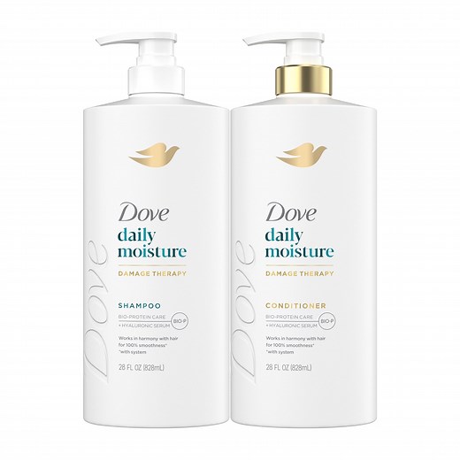 Dove Damage Therapy Shampoo for Dry Hair Daily Moisture with Bio-Protein Care Technology and Hyaluronic Serum, 28 Fl Oz