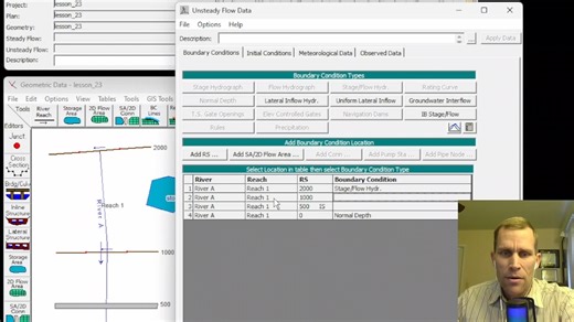 HEC RAS Lesson 23 - Unsteady Flow Analysis - Boundary Conditions