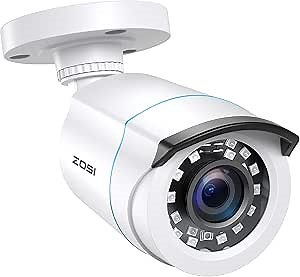 ZOSI 2.0MP FHD 1080p Security Camera Outdoor/Indoor (Hybrid 4-in-1 HD-CVI/TVI/AHD/960H Analog CVBS),24PCS LEDs,80ft Night Vision,Weatherproof Surveillance CCTV Bullet Camera