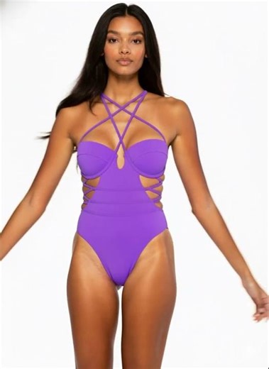 INSANE Straps! 💜 The High-Cut Purple Swimsuit