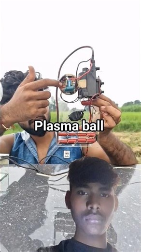 plasma ball with old crt tv flyback transformer #experiment #shortsviral 😱