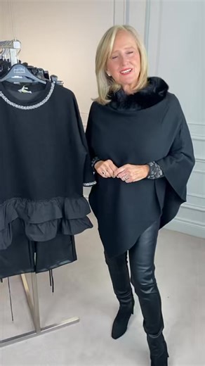 🖤 20% off the Jenny Brand | LIVE NOW 🖤 CONTACT : 018241772 📞 Jenny’s outfit : Fur trim poncho : https://jennys.ie/products/fur-trim-poncho-black-pk8015-blk Naya faux leather leggings : https://jennys.ie/products/leatherette-legging-black-naw25104-09 Fabric sock boots : https://jennys.ie/products/sock-boot-black-016-blk ON THE RAIL : Embellished trim frill top : https://jennys.ie/products/top-with-frill-tiered-bottom-black-wf2594-blk Sleeveless tunic top : https://jennys.ie/products/mixed-fabr