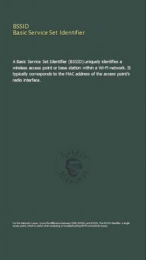BSSID Basic Service Set Identifier - Network+