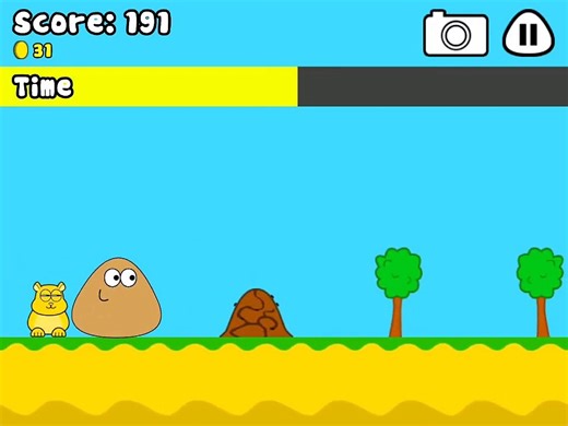 🐶 Cute Walk with Pou & His Pet – Obstacle Clearing Fun!