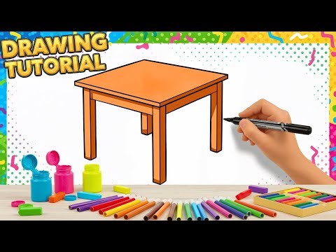 How to Draw a Table Step by Step | Easy Furniture Drawing for Kids and Beginners | Draw For Kids