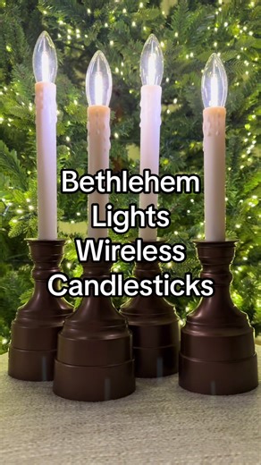 These wireless candlesticks by Bethlehem Lights are perfect for holiday decor throughout the year! They feature a warm glow, 2 brightness settings, steady or flicker, a timer, a dusk sensor and timer, plus they’re height adjustable and come in a set of 4. #batterycandles #holidaydecor #tiktokshopblackfriday #tiktokshopcybermonday #tiktokshopcreatorpicks