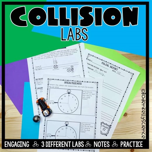 Force and Motion Collision Lab | Hands-On Energy Transfer Activity & Worksheets