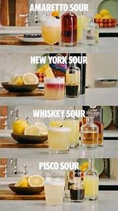 How to Make 4 Classic Sours in Under 3 Minutes! 🍸 #whiskeysour #cocktail #whiskey