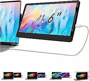[US Warehouse] Multi-Swivel Display Modes Laptop Monitors 11.6”Attachable Protable External Computer Screen Exended Slim Vertical Monitor Connected by HDMI Or Type-C USB C Cable Fit for All Laptop